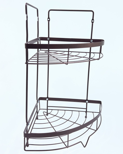 Полка угловая металлическая 2-х уровневая (коричневая) (1856) (24)