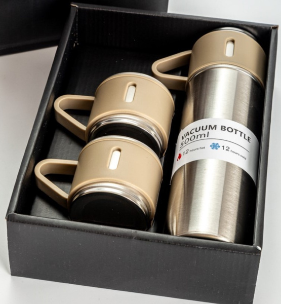 Термос 0,5 л + 3 термокружки набор подарочный (7848) (24)
