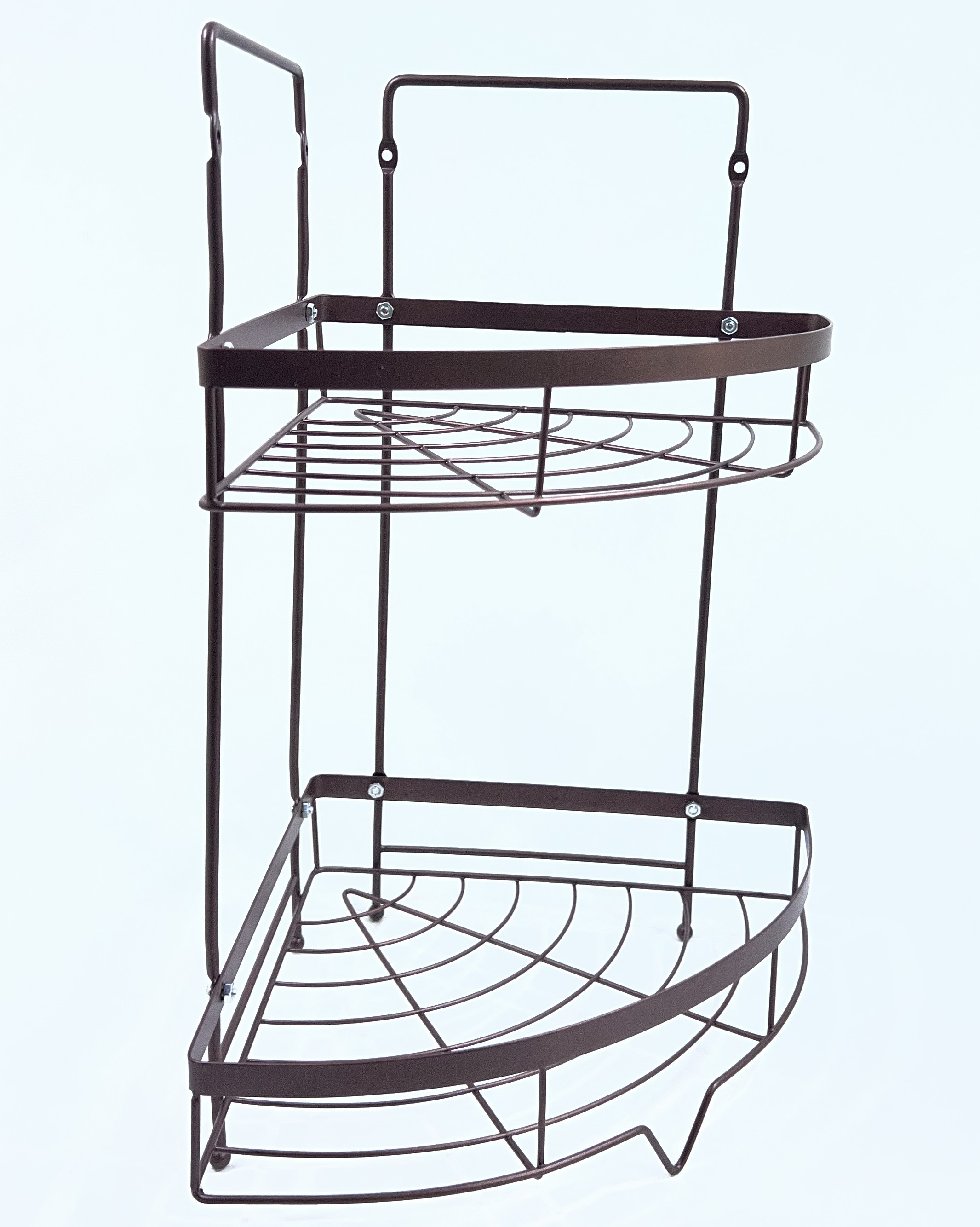 Полка угловая металлическая 2-х уровневая (коричневая) (1856) (24)