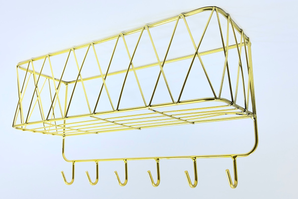 Полка металлическая с крючками (35*12*19см) (3-1) (60)