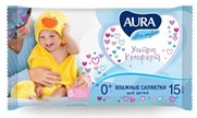 Салфетки влажные "AURA" для детей 0+ 15шт (33533)