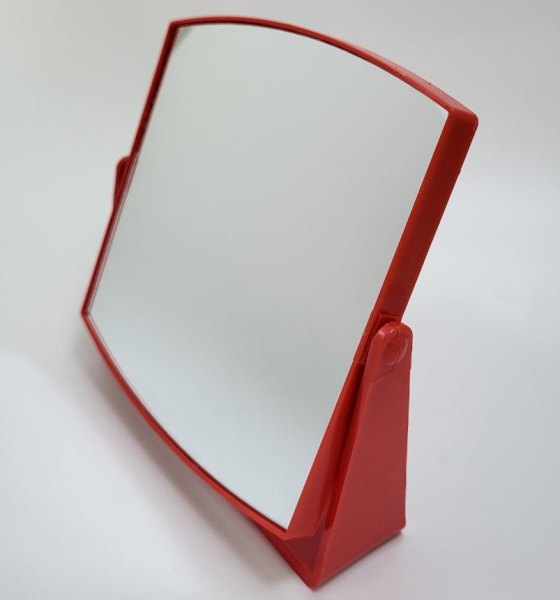 Зеркало  двустороннее в пластиковой рамке на подставке 17*17см (6095) (80)