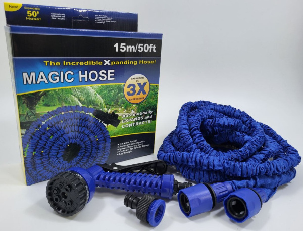 АКЦИЯ! Шланг садовый поливочный с распылителем растягивающийся для дома и дачи  15 м (KH-3411)