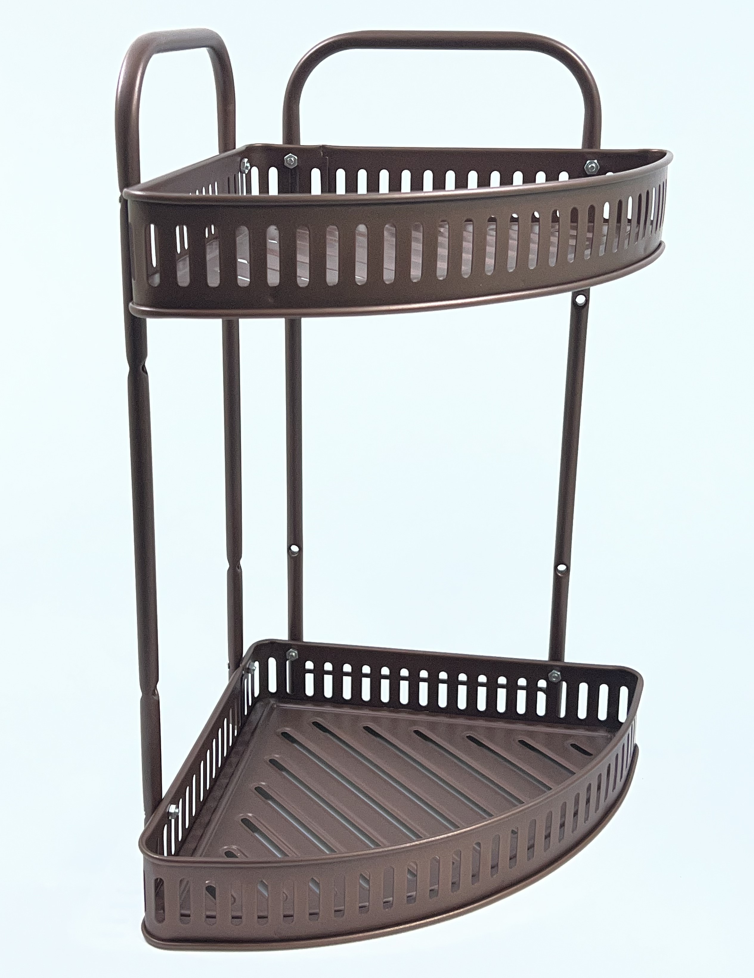 Полка угловая металлическая 2-уровневая БРОНЗА 40*24*24см (1863) (24)