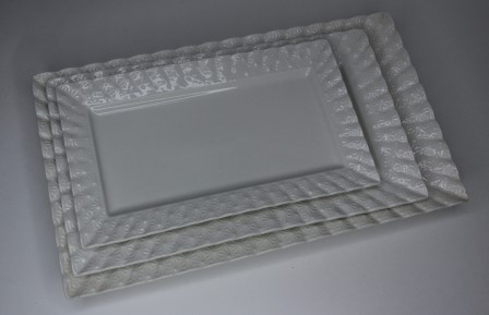 Набор тарелок прямоугольных 3шт "Цветок" 10;12;14 (PS－114)