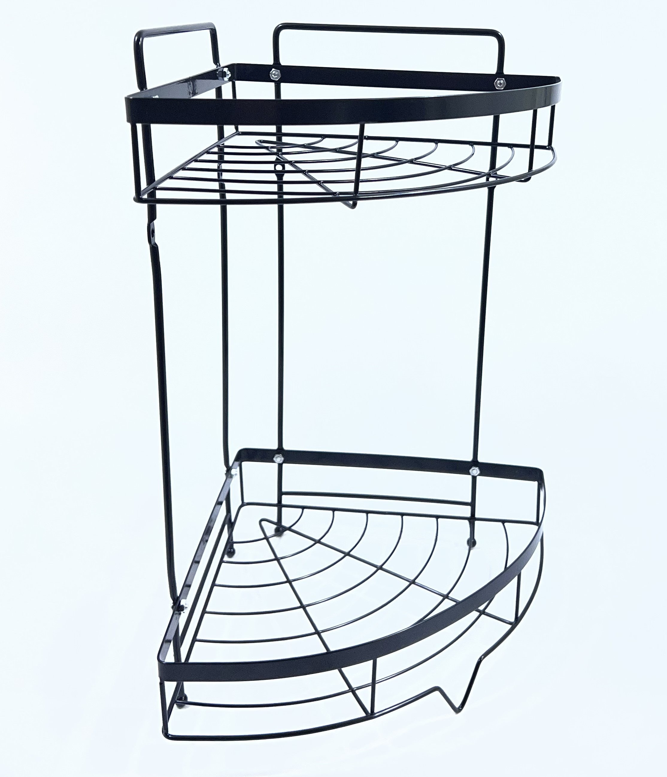 Полка угловая металлическая 2-х уровневая (черная) (1857) (24)