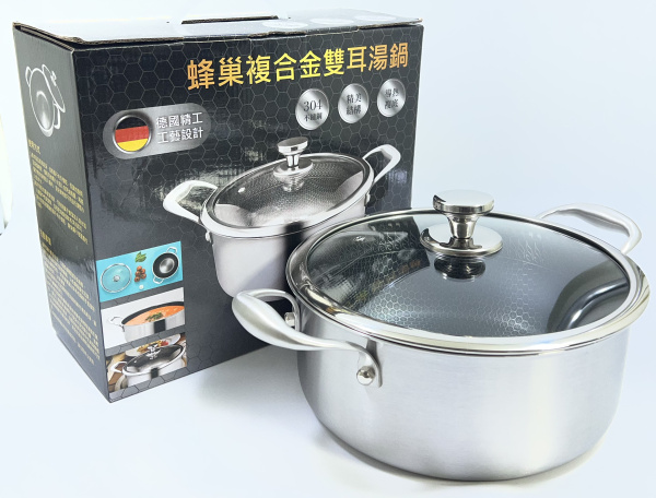 Кастрюля из нержавеющей стали со стеклянной крышкой Ø22см, ↑10см (1785) (4)