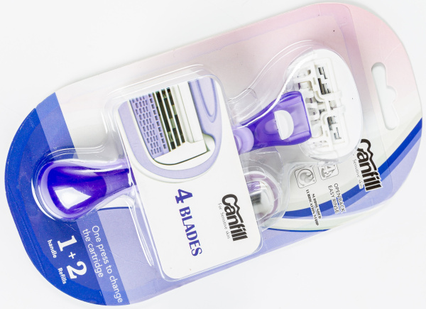 Бритвенный станок для женщин безопасный с 4-мя лезвиями + 2 сменные кассеты  (8303)