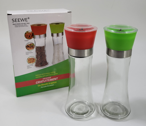 АКЦИЯ! Перцемолка стекло 2шт 18,5см (KH-2093)