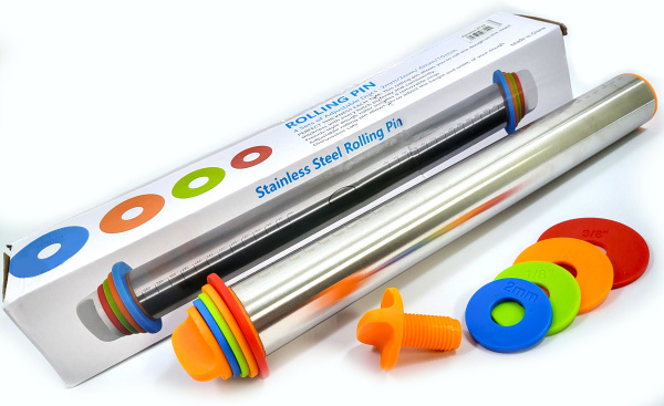 АКЦИЯ! Металлическая скалка с регулировкой толщины теста 35см (72)