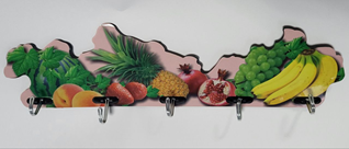 АКЦИЯ! Вешалка на липкой ленте, на 5 крючков "Фрукты" 33см (3891) (280)