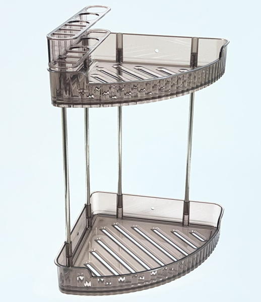 Полка угловая 2-уровневая КОРИЧНЕВАЯ (пластик) 40*23*23см (1853) (36)