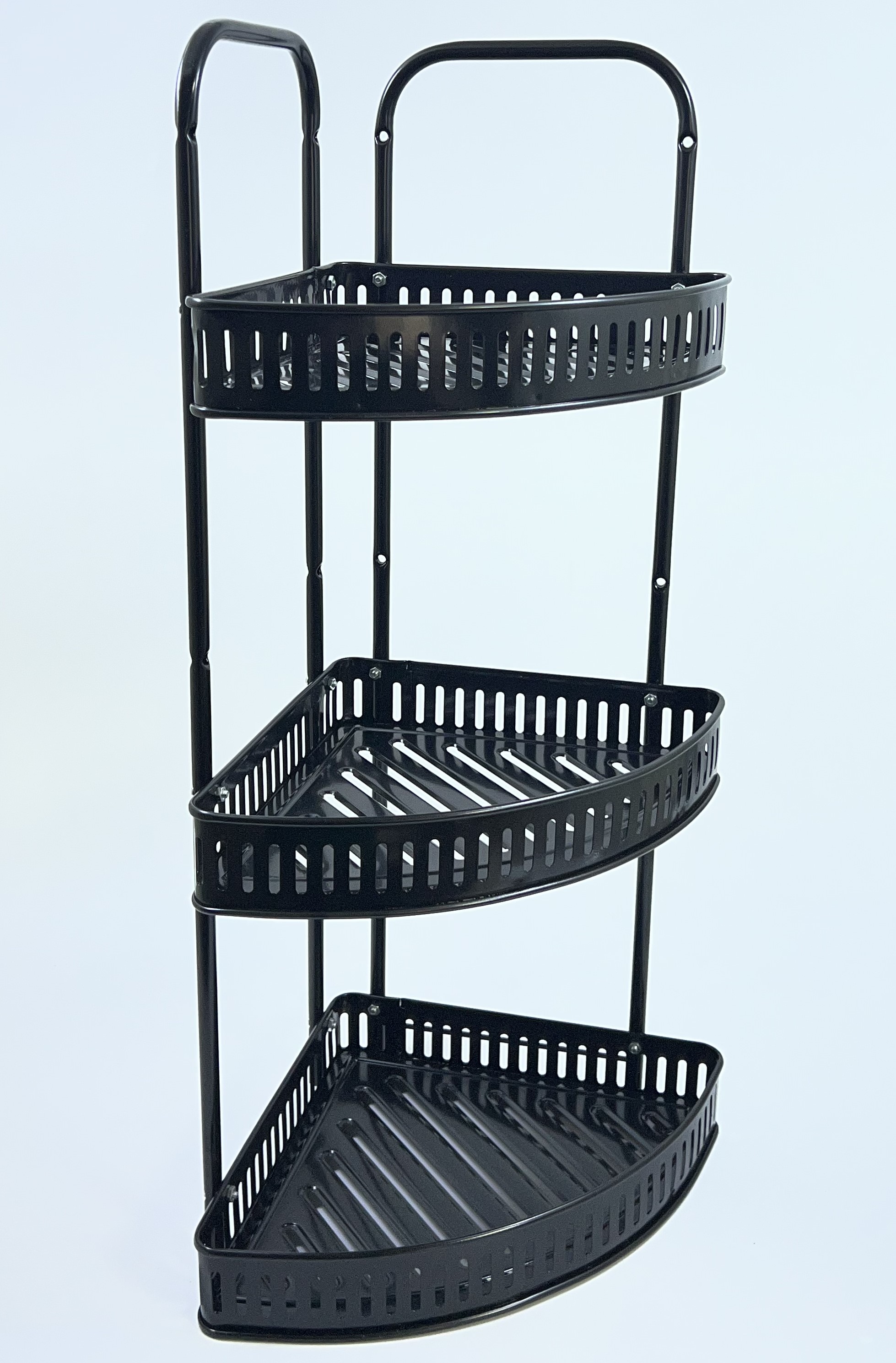 Полка угловая металлическая 3-уровневая ЧЕРНАЯ 60*23*23см (1864) (18)