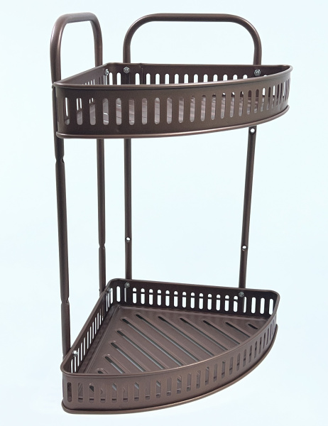 Полка угловая металлическая 2-уровневая БРОНЗА 40*24*24см (1863) (24)