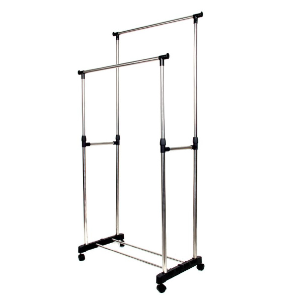 АКЦИЯ! Гардероб для вешалок на колесиках металлический (2 уровня) 72-130см; 100-160см (4127)