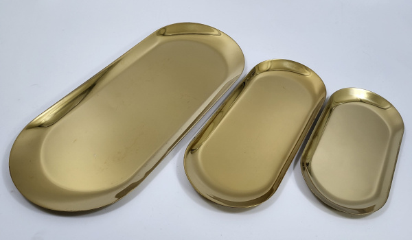 Набор сервировочных блюд BAWAR из нержавеющей стали GOLD 18*8,3см, 22*9см, 30*12см (3611) (36)
