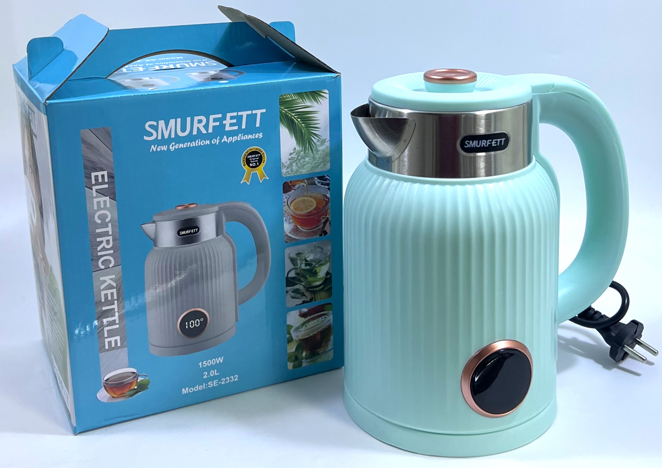 Электрический чайник 2л с электронным термометром (1500W) (1806) (16)