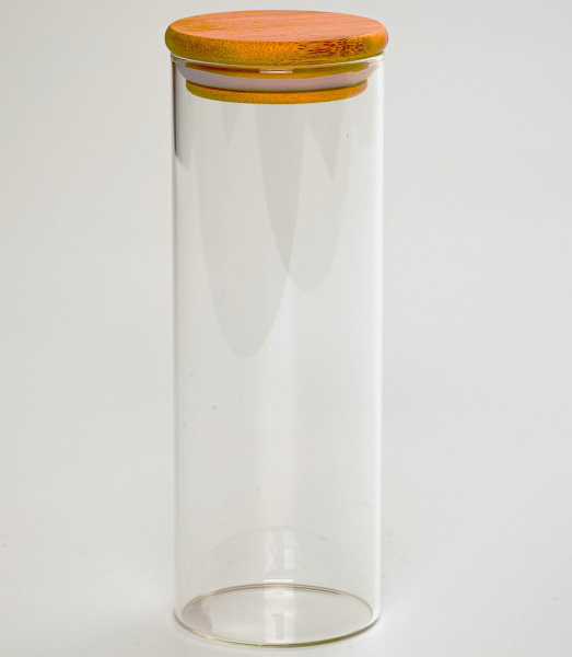 Банка для сыпучих продуктов с бамбуковой крышкой ↑20см, Ø10см (8641) (50)