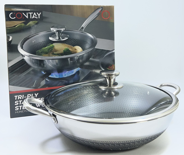 Кастрюля из нержавеющей стали со стеклянной крышкой Ø32см, ↑9см (1784) (10)