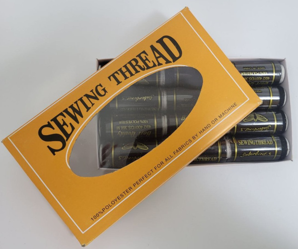 Набор швейных ниток, 12 бабин (черные) (8151)