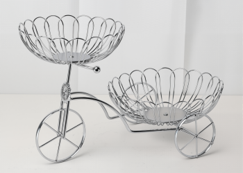 Фруктовница двухуровневая  металлическая "Велосипед" (серебро) (1751) (24)