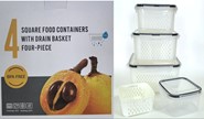 АКЦИЯ! Контейнеры пищевые со сливной корзиной прямоугольный 4шт (0,75л, 1,6л, 2,85л, 4,15л) (16)