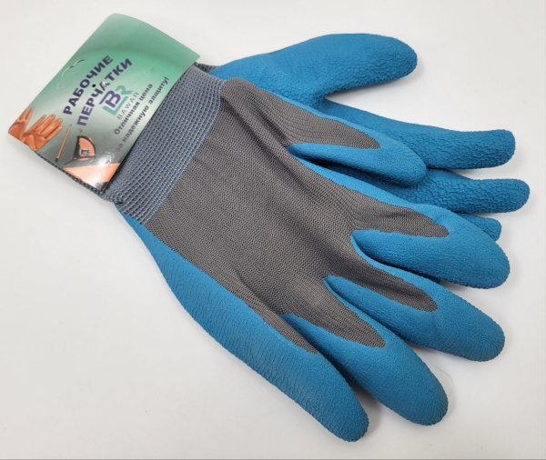 Перчатки нейлоновые с нитриловым покрытием (Пачка 12шт; цена за 1 шт) (5019) (600)