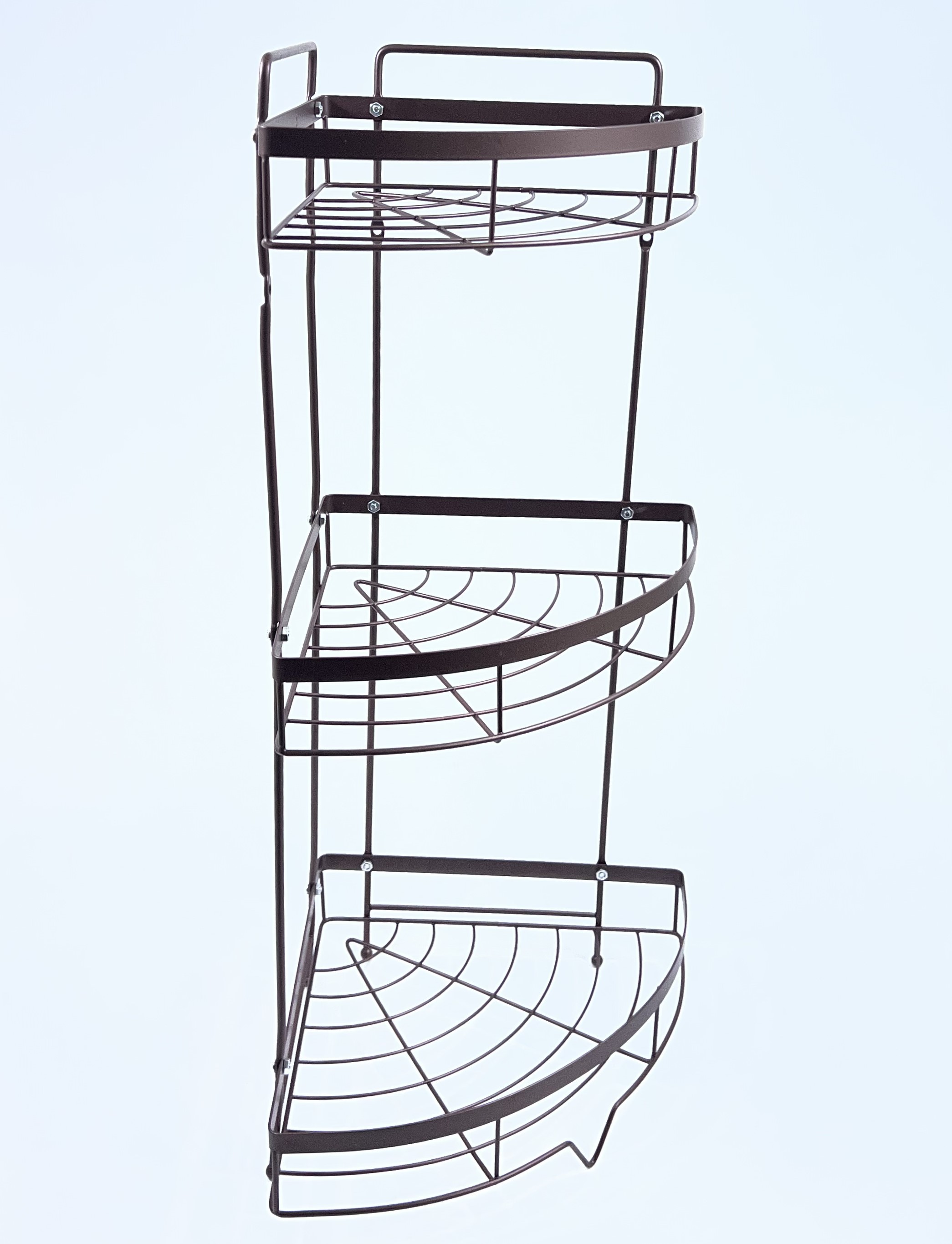 Полка угловая металлическая 3-х уровневая (коричневая) (1854) (20)