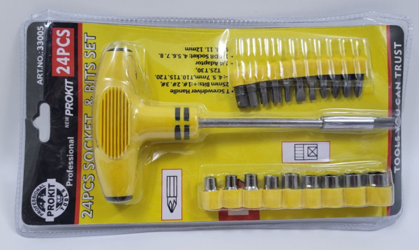 Т-отвертка с набором бит и головок 24 предмета (5611) (60)