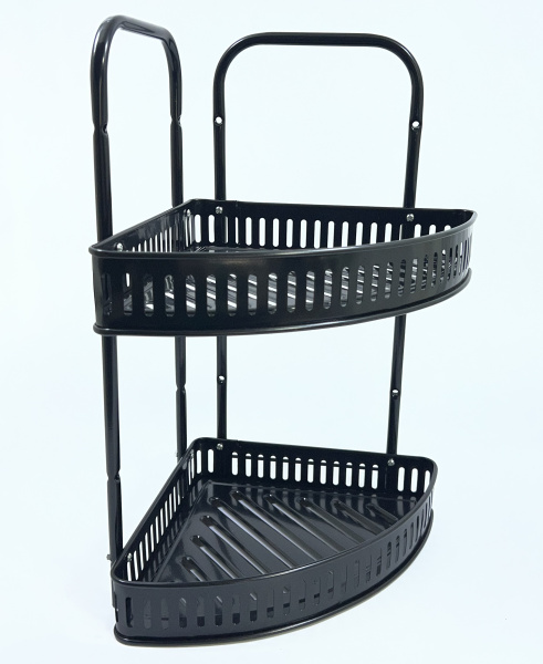 Полка угловая металлическая 2-уровневая ЧЕРНАЯ 40*25*25см (1862) (24)