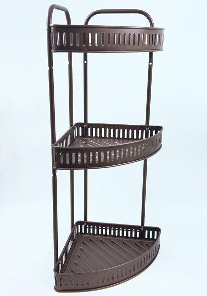 Полка угловая металлическая 3-уровневая БРОНЗА 60*23*23см (1865) (18)