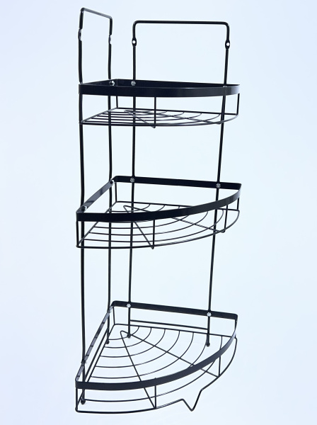 Полка угловая металлическая 3-х уровневая (черная) (1855) (20)